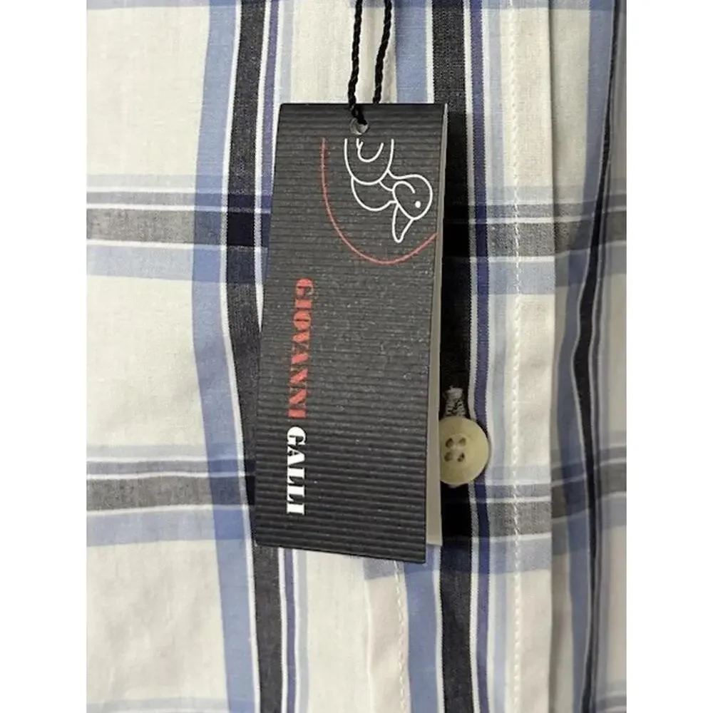 NWT Giovanni‎ Galli Mens Long Sleeve Button Plaid Shirt Size XL